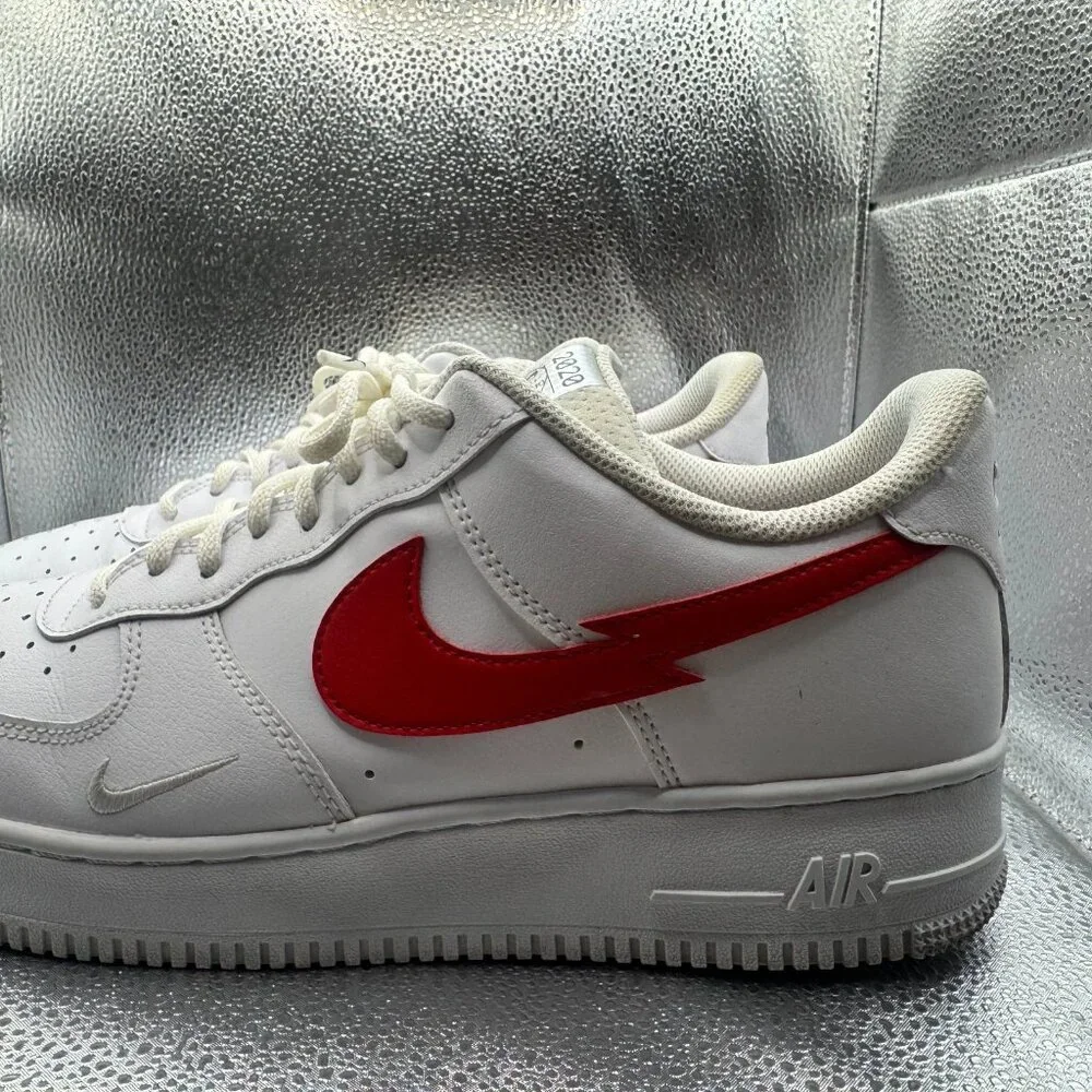 Size 12 Nike Air Force 1 LV8 Euro Tour White Red Mens Lace-Up Sneaker CW7577-100